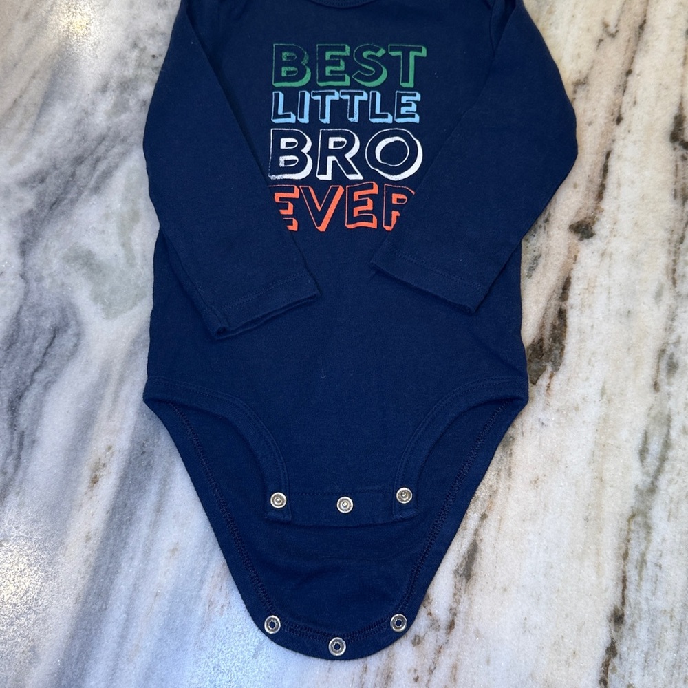 Carter's Navy Bodysuit with Colorful 'Best Little Bro Ever' Print - Picture 5 of 6